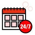 24/7 erreichbarkeit icon